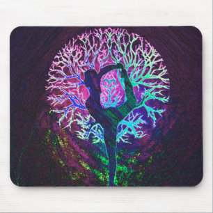 Tapis De Souris Arc-en-ciel de paix d'arbre de yoga