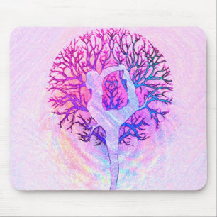 Tapis De Souris Arc-en-ciel de pastel d'arbre de yoga