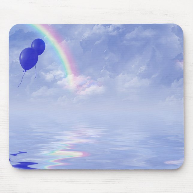 Tapis De Souris Arc en ciel et ballon bleu (Devant)