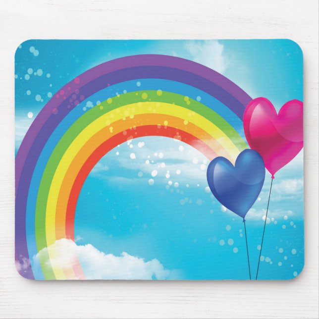 Tapis De Souris Arc en ciel et coeurs (Devant)