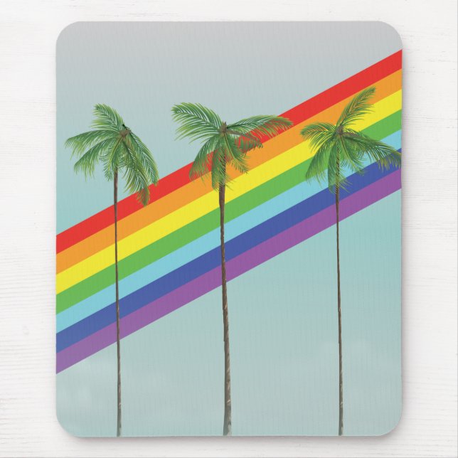 Tapis De Souris Arc-en-ciel et Palmiers (Devant)