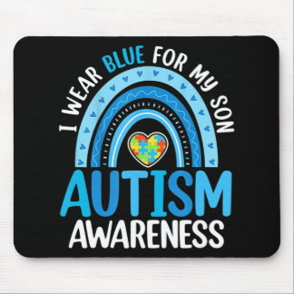 Tapis De Souris Arc-en-ciel Je Porte Du Bleu Pour Ma Sensibilisati
