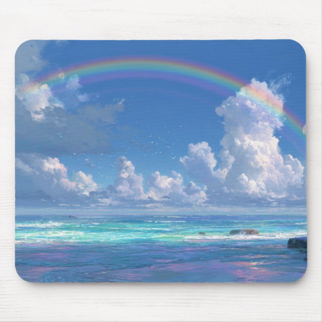 Tapis De Souris Arc-en-ciel sur l'océan (Devant)
