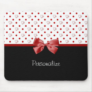 Tapis De Souris Arc rouge et noir Girly de coeurs de point de