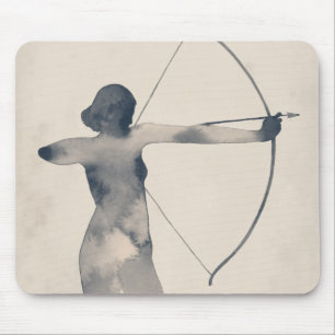 Tapis De Souris Archeresse aquarelle Silhouette
