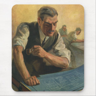 Tapis De Souris Architecte d'entreprise vintage et plans de constr