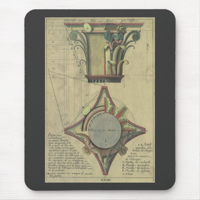 Tapis De Souris Architecture Ancienne, Couronne de Capitale Décora (Devant)