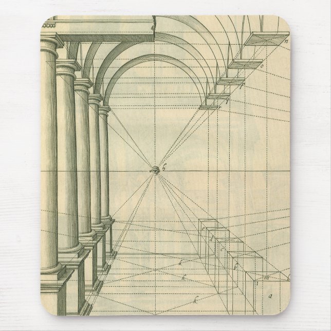 Tapis De Souris Architecture vintage, Perspective Colonnes Arches (Devant)