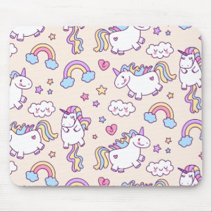 Tapis De Souris Arcs-en-ciel et licornes mignons et colorés