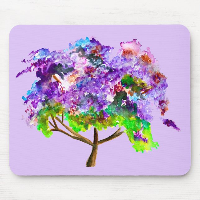 Tapis De Souris Ardoise d'aquarelle violette Jacaranda (Devant)