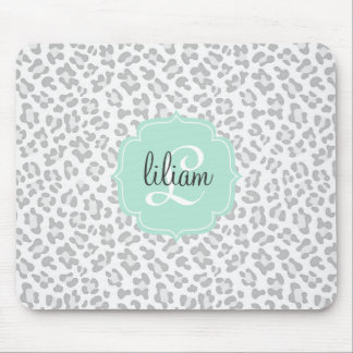 Tapis De Souris Argent Girly de léopard et vert en bon état