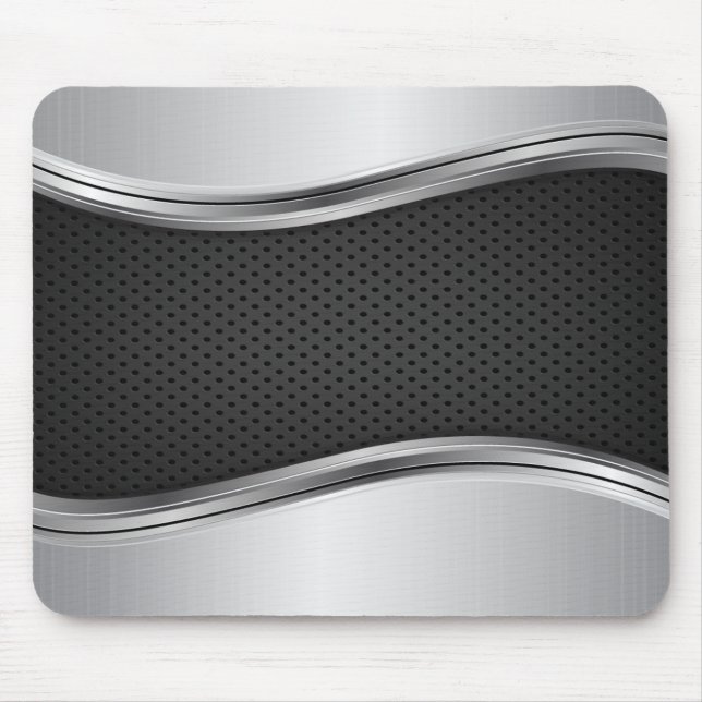 Tapis De Souris Argent métallisé noir moderne (Devant)