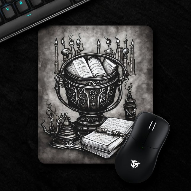 Tapis De Souris Argent Steampunk Cauldron Spellbooks et Potions (Créateur téléchargé)