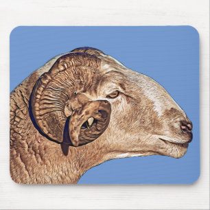 Tapis De Souris Aries Ram Sheep Face Art animal de ferme