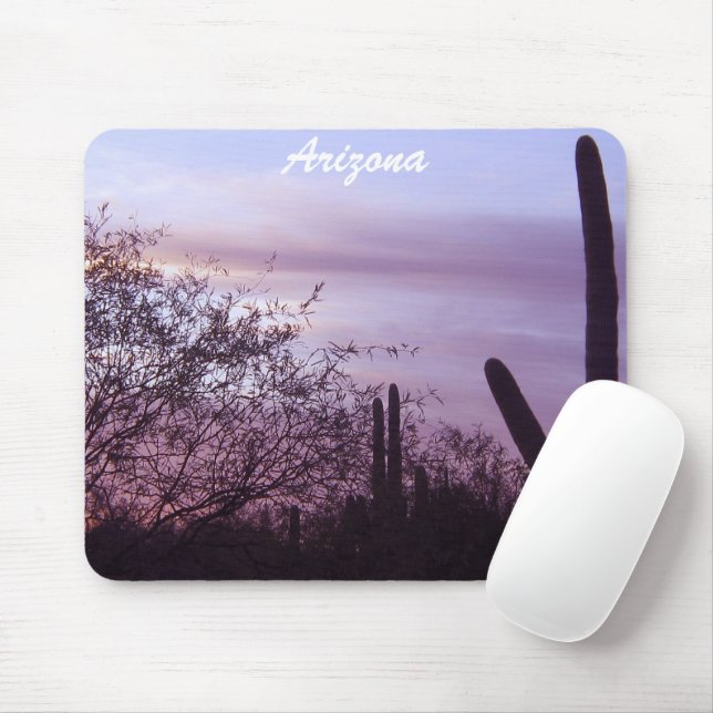 Tapis De Souris Arizona Purple Sunset & Saguaros Mousepad (Avec souris)
