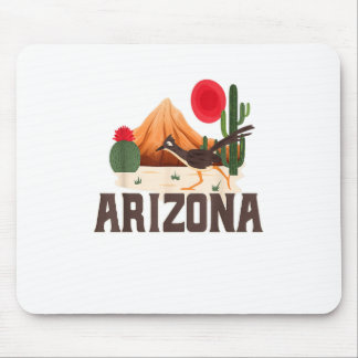 Tapis De Souris Arizona Roadrunner Retro Boho Desert Cactus