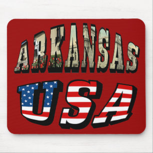 Tapis De Souris Arkansas Picture et USA Flag Text