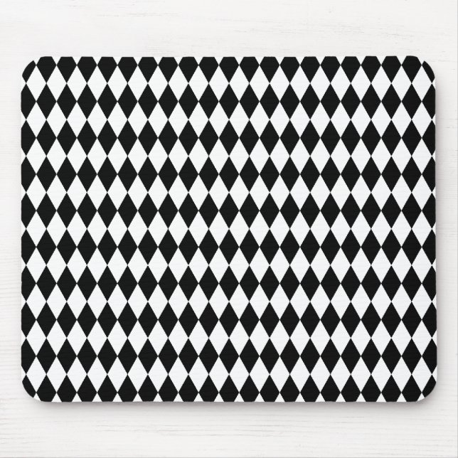 Tapis De Souris Arlequin motif, élégant design noir et blanc (Devant)