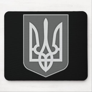Tapis De Souris Armoiries d'Ukraine Emblème de trident argenté Zel