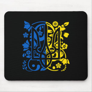 Tapis De Souris Armoiries d'Ukraine Trident Floral Ukrainien