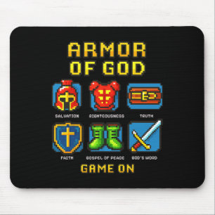 Tapis De Souris Armor De Dieu Pixel Faith Christian Vidéo Jeu