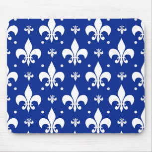Tapis De Souris Arrière - plan bleu Fleur-de-lis Motif Design