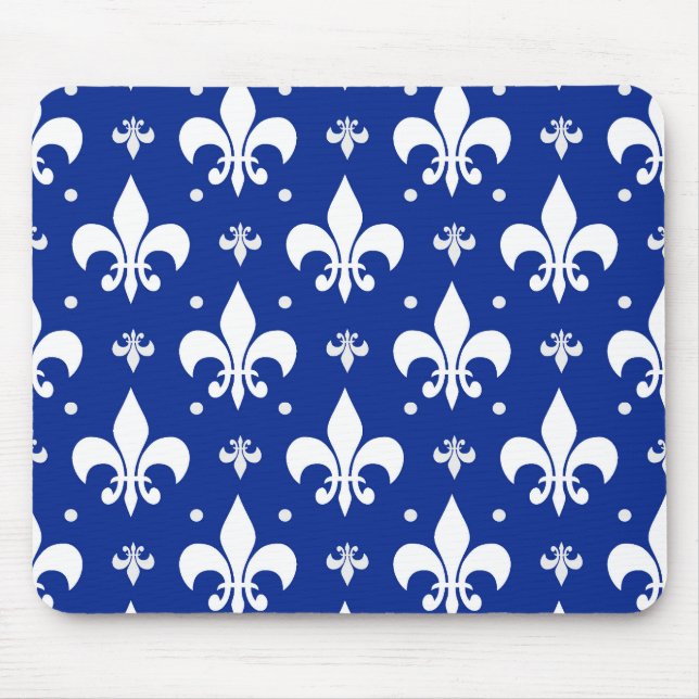 Tapis De Souris Arrière - plan bleu Fleur-de-lis Motif Design (Devant)