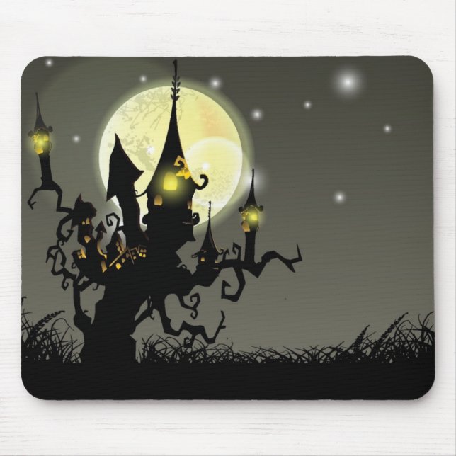 Tapis De Souris Arrière - plan de la nuit de pleine lune d'Hallowe (Devant)
