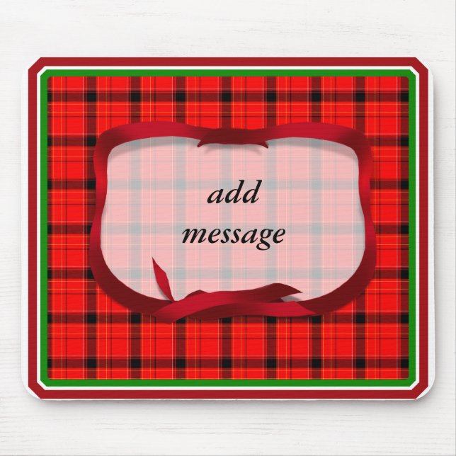 Tapis De Souris Arrière - plan de Noël Tartan Red Plaid (Devant)