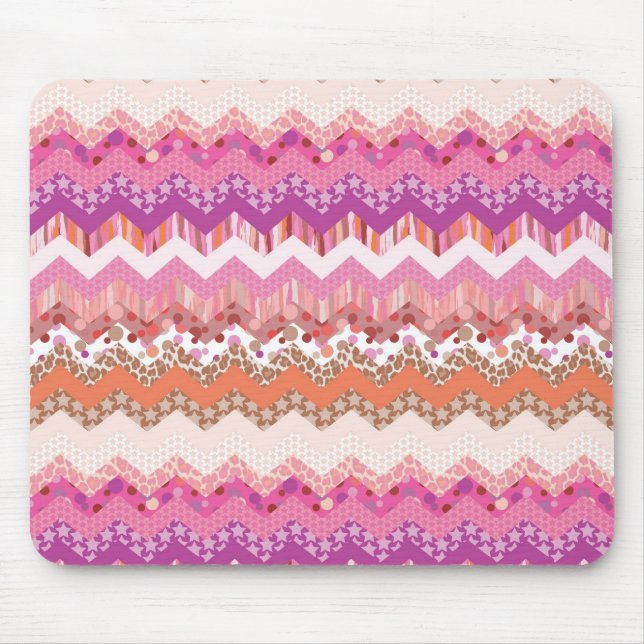 Tapis De Souris arrière - plan de zigzag rose (Devant)