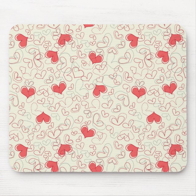 Tapis De Souris Arrière - plan mignon de coeurs (Devant)