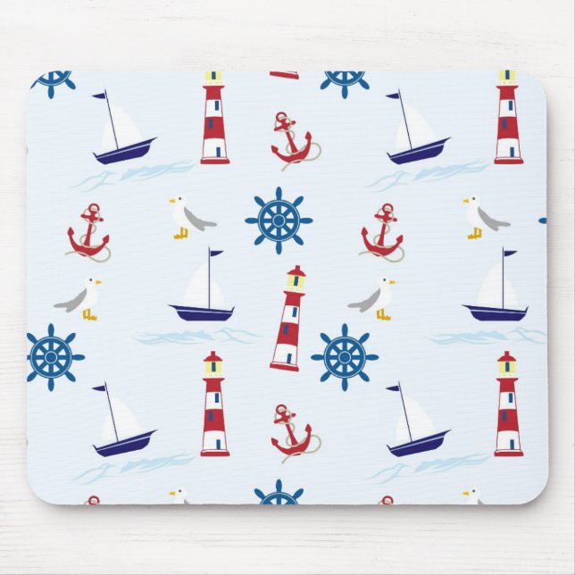 Tapis De Souris Arrière - plan nautique de phare (Devant)