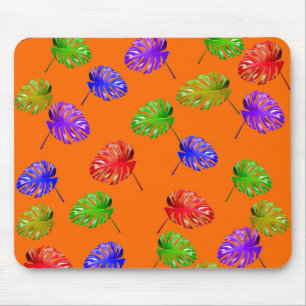 Tapis De Souris Arrière - plan orange Feuille tropical Mousepad