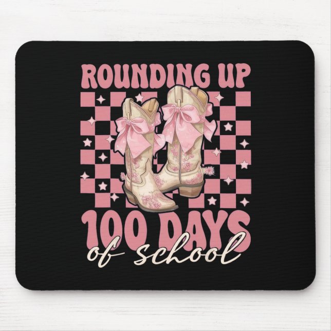 Tapis De Souris Arrondi à 100 jours d'école Rose Coquette Bow T (Devant)