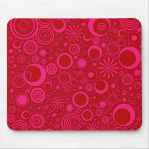 Tapis De Souris Arrondi, Pad De Souris Ordinateur Rouge Rose