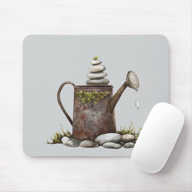 Tapis De Souris Arrosoir Rustique Rochers Printemps (Avec souris)