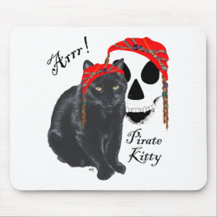 Tapis De Souris Arrrr! Chat Pirate Chatte Noire