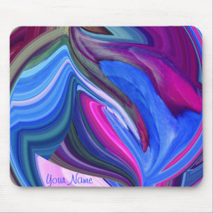 Tapis De Souris Art Abstrait Bleu N Pad Feuille rose
