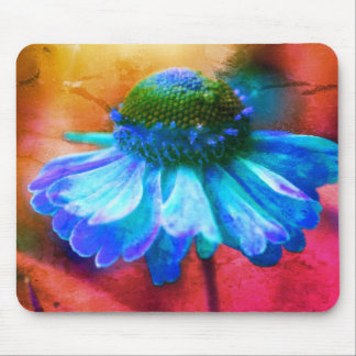Tapis De Souris Art Abstrait de la fleur de Zinnia bleue