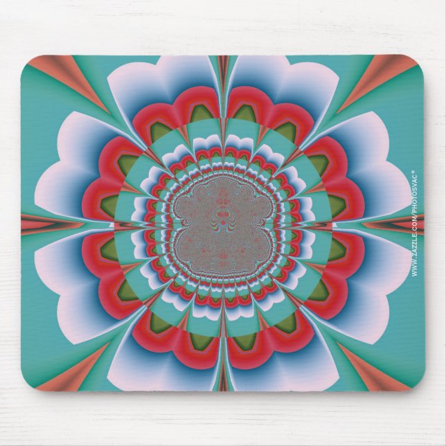 Tapis De Souris Art abstrait de mandala psychédélique rétro en fle (Devant)