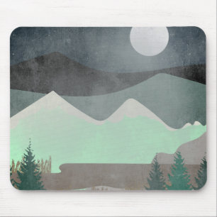 Tapis De Souris Art abstrait de paysage moderne de lune et de mont