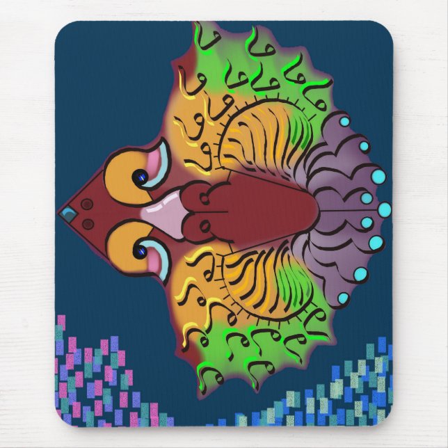 Tapis de souris Art abstrait de poisson en écritur (Devant)