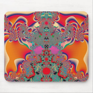 Tapis De Souris Art abstrait fractal de méditation rouge