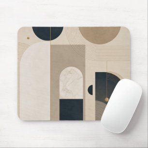 Tapis De Souris Art abstrait géométrique minimaliste de luxe en NB