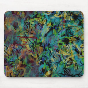 Tapis De Souris Art abstrait griffonné multicolore