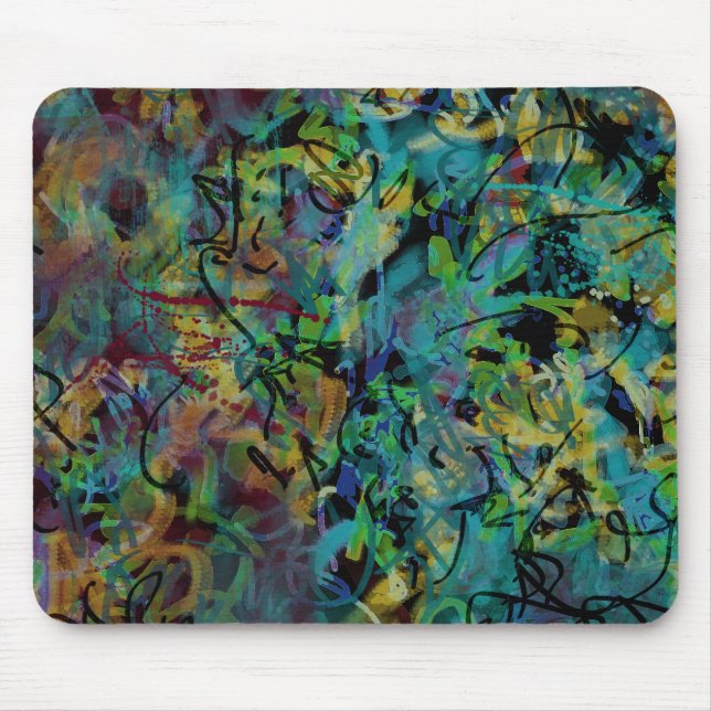 Tapis De Souris Art abstrait griffonné multicolore (Devant)