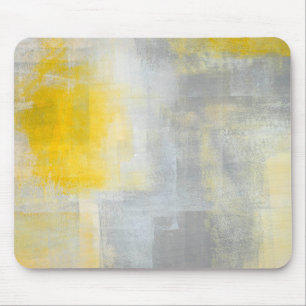 Tapis De Souris Art abstrait gris et jaune de "silence"