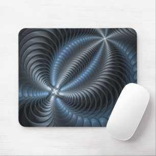 Tapis De Souris Art abstrait moderne fractal bleu gris plastique 3