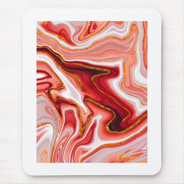 Tapis De Souris Art abstrait rouge et or vibrant (Devant)