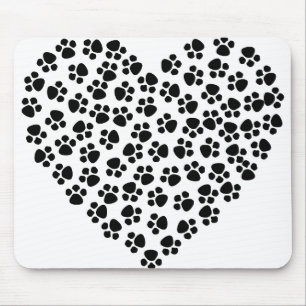 Tapis De Souris Art animal Abstrait Canine Chat Chien Feline Coeur